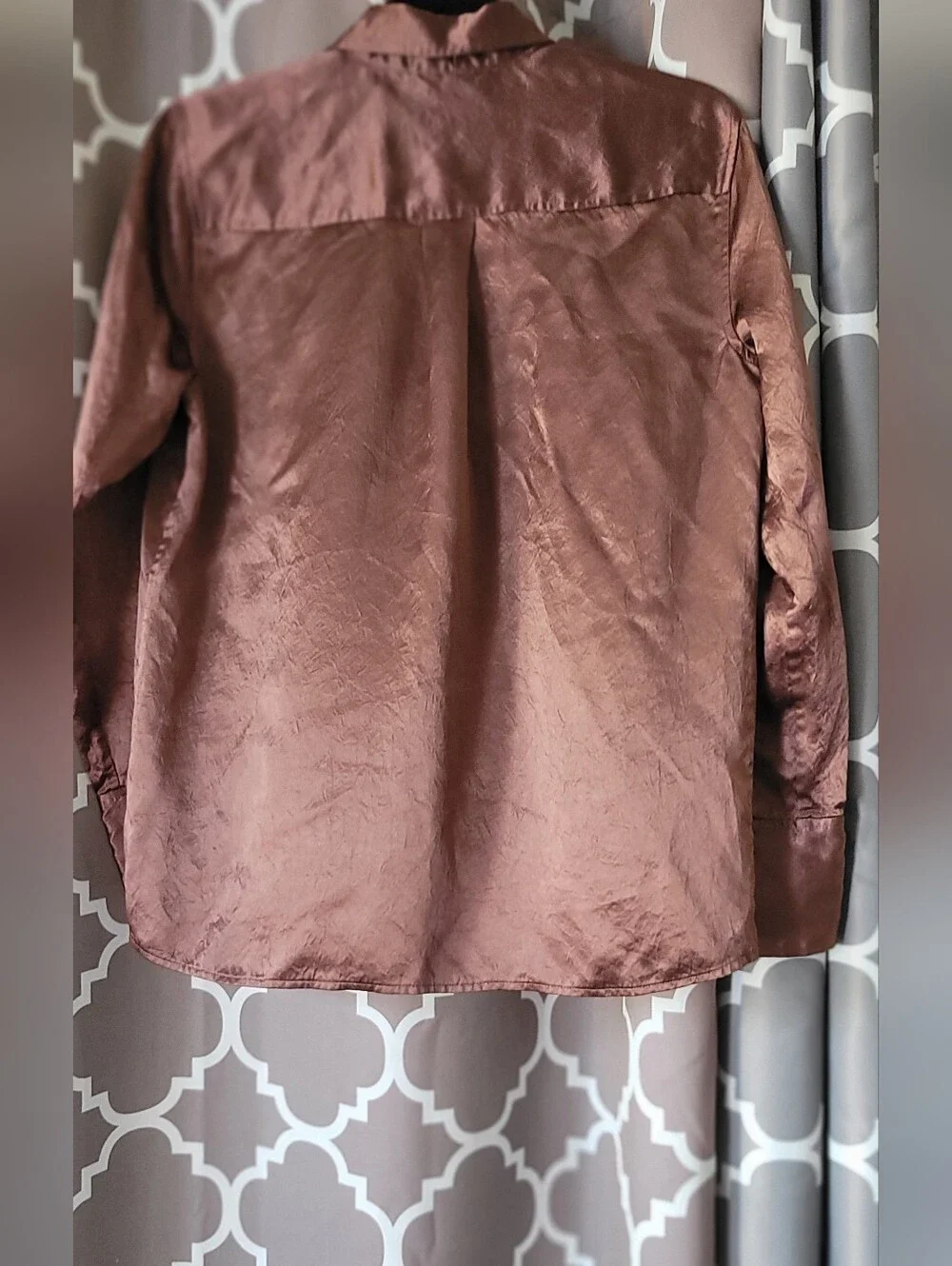 Rails Satin Button-Up Shirt in Chocolate Brown - Picture 7 of 12